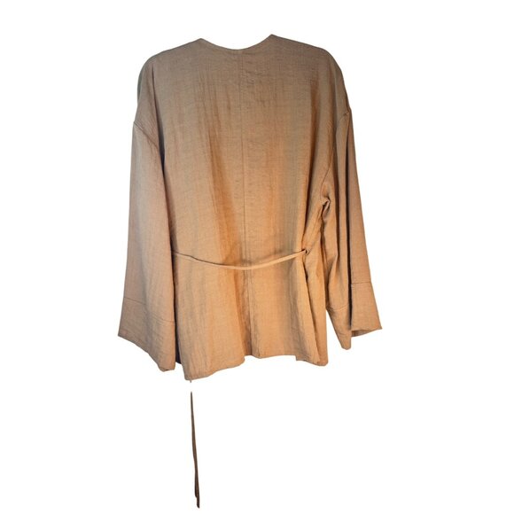 2/$30 ZARA Womens M-L Wrap Blouse Taupe Brown Viscose Blend - Picture 14 of 15